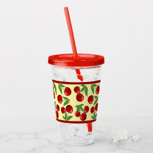 Rode kersen overal patroon aanpasbaar acryl drinkbeker