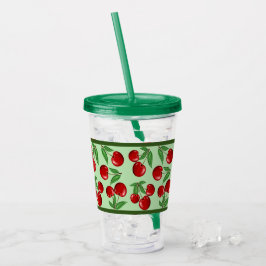 Rode kersen overal patroon aanpasbaar acryl drinkbeker