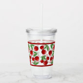 Rode kersen overal patroon aanpasbaar acryl drinkbeker (Voorkant)