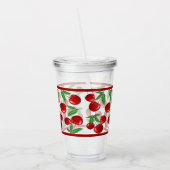 Rode kersen overal patroon aanpasbaar acryl drinkbeker (Links)