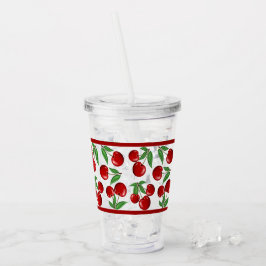 Rode kersen overal patroon aanpasbaar acryl drinkbeker