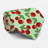 Rode kersen overal patroon op maat stropdas (Opgerold)