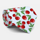 Rode kersen overal patroon op maat stropdas (Opgerold)