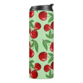 Rode kersen overal patroon op maat thermosbeker (Gedraaid links)