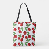 Rode kersen overal patroon op maat tote bag (Achterkant)