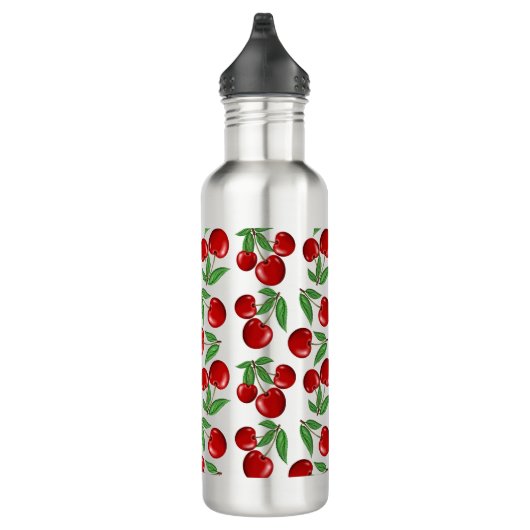Rode kersen overal patroon waterfles  (Rechts)