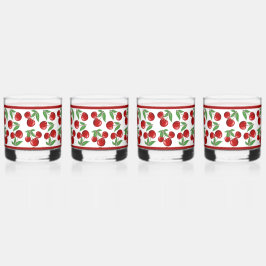 Rode kersen overal patroon whisky glas