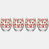 Rode kersen overal patroon wijnglas zonder voet (Voorkant)