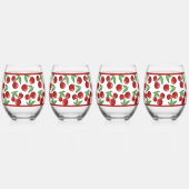 Rode kersen overal patroon wijnglas zonder voet (Links)