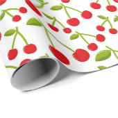 Rode Kersen Patroon Cadeaupapier Kers (Rol Hoek)