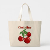 Rode Kersen Persoonlijk Grote Tote Bag (Achterkant)
