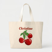 Rode Kersen Persoonlijk Grote Tote Bag (Voorkant)