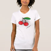 Rode kersen Retro Popart Halftoonfruit T-shirt (Voorkant)