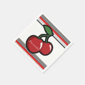 Rode Kersen Retro Zwart & Rood Custom Party Servetten (Hoek)