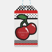 Rode Kersen Retro Zwart Wit Rode Feest Favor Cadeaulabel (Achterkant)