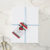 Rode Kersen Retro Zwart Wit Rood Party Favor Cadeaulabel (Met Touw)
