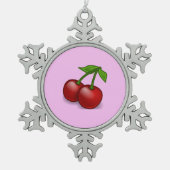 Rode kersen, rode kersen, zoete kers, vruchten tin sneeuwvlok ornament (Voorkant)