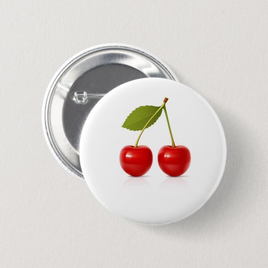 Rode kersen ronde button 5,7 cm (Voorkant /achterkant)