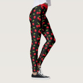 Rode Kersen Rood en Zwart Patroon Leggings (Rechts)