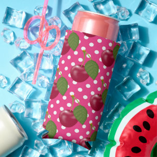 Rode kersen roze met witte poka Dots Cute Seltzer Blikjeskoeler