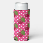 Rode kersen roze met witte poka Dots Cute Seltzer Blikjeskoeler (Seltzer Voorkant)