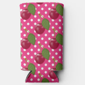 Rode kersen roze met witte poka Dots Cute Seltzer Blikjeskoeler (Voorkant)