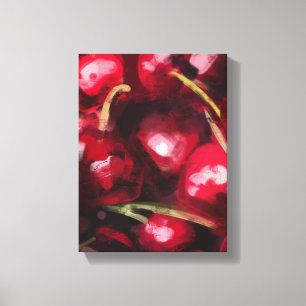 Rode Kersen Schilderij - Stilleven Illustratie Canvas Afdruk