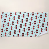 Rode kersen Sky Blue Beach handdoek - Kies kleur (Voorkant)