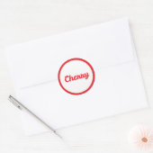 Rode kersen smaak ronde sticker (Envelop)