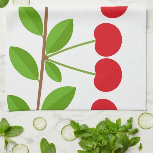 Rode kersen theedoek (Gevouwen)