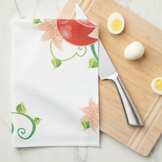 Rode kersen theedoek (Quarter Fold)