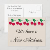 Rode kersen voor nieuw huis aankondigingskaart (Voorkant / Achterkant)