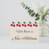 Rode kersen voor nieuw huis aankondigingskaart (Staand voorkant)