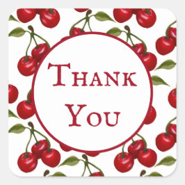  rode kersen Waterverf dank u Vierkante Sticker