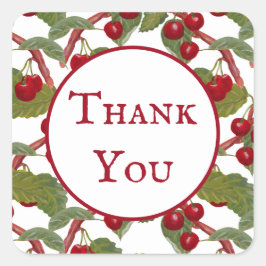  rode kersen Waterverf dank u Vierkante Sticker
