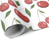 Rode Kersen Waterverf Illustratie Cadeaupapier (Rol Hoek)