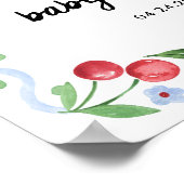 Rode kersen | Whimsical Retro Baby shower Welkom Poster (Hoek)