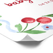 Rode kersen | Whimsical Retro Baby shower Welkom Poster (Hoek)