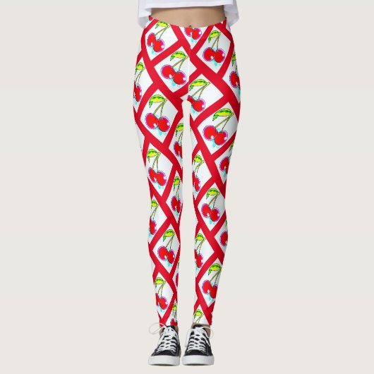 Rode kersen, wit Thunder_Cove Leggings (Voorkant)