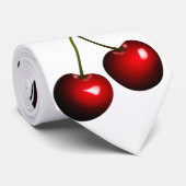 Rode Kersen Witte Stropdas of Kies Kleur (Opgerold)