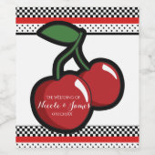 Rode kersen Zwart Custom Retro Custom Wijn Label Wijn Etiket (Enkel label)