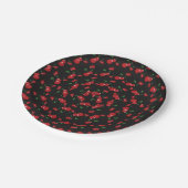 Rode kersen zwart of elke kleur verjaardagsfeestje papieren bordje (Gekanteld)