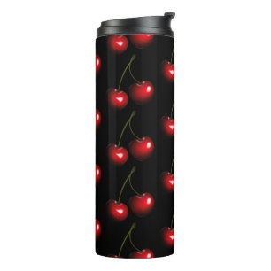 Rode Kersen Zwart Thermische Tumbler Kies Kleur Thermosbeker