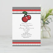 Rode Kersen Zwart Wit & Rode Uitnodigingen (Staand voorkant)