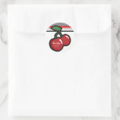 Rode Kersen Zwarte Aangepaste Retro Feest Favor Ronde Sticker (Tas)