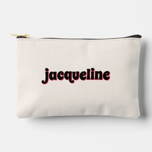 Rode Kersen + Zwarte Cabana Stripe Luxe Make-up Etui (Voorkant)