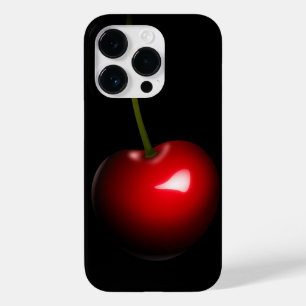 Rode Kersen Zwarte iPhone Hoes - Aangepaste Kleure