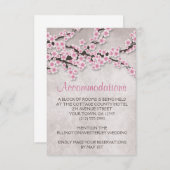 Rode Kersenbloesem Accommodatiekaarten op rustieke Informatiekaartje (Voorkant / Achterkant)