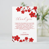Rode Kersenbloesem Bloem Bruiloft Borrel Bedankkaart (Staand voorkant)
