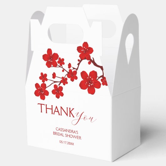 Rode Kersenbloesem Bloem Bruiloft Feest Bedankdoosjes (Geopend)